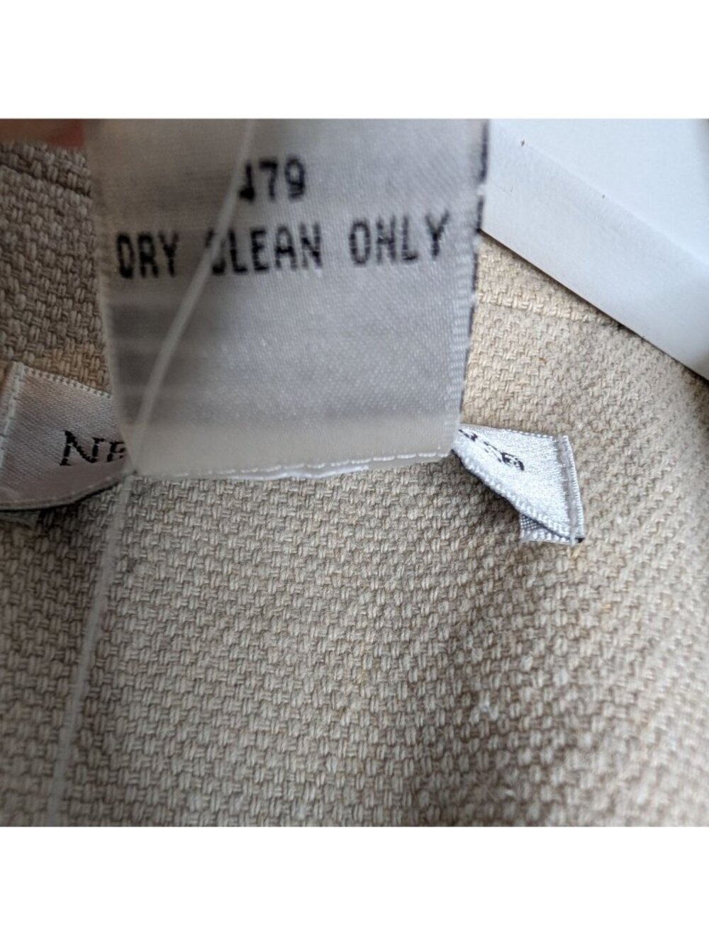New Beige Linen Cotton Blend Lace Trim Blazer Jacket 3/4 Sleeves Newport News Si - Picture 11 of 13